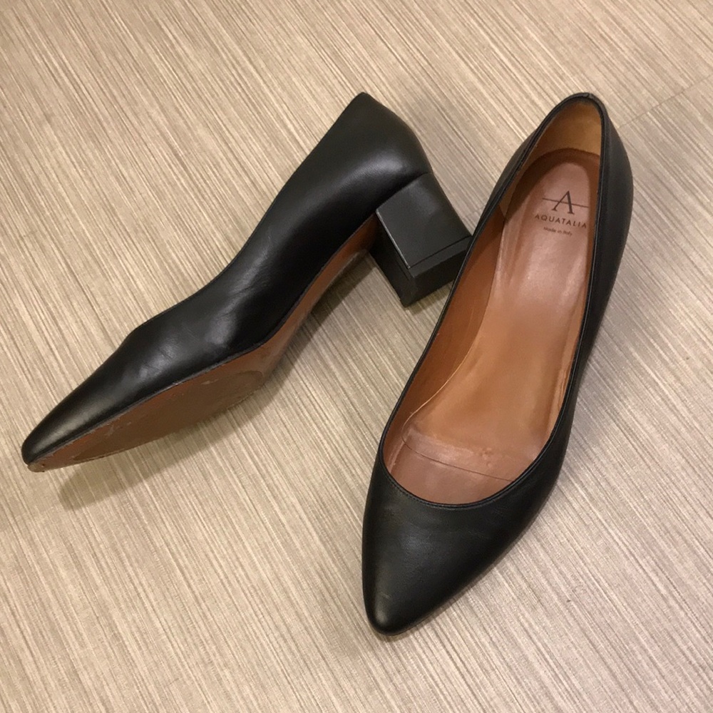 Aquatalia black low heeled shoes 8.5